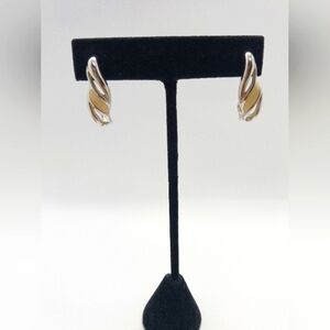 Vintage Monet Silver-toned and Enamel Earrings